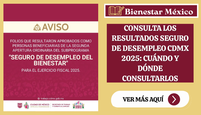 Resultados Seguro de Desempleo CDMX 2025: cuándo y dónde consultarlos