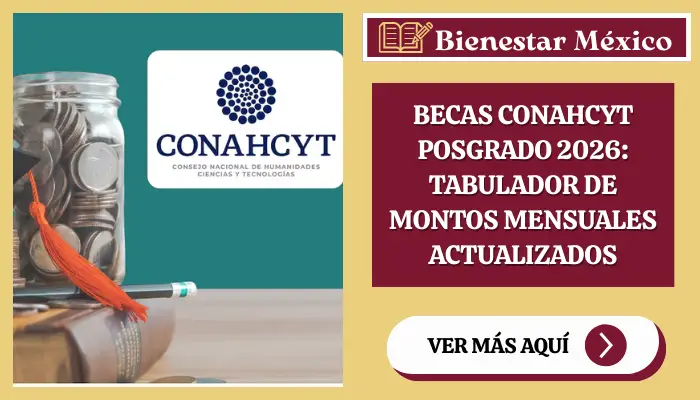 Becas CONAHCYT Posgrado 2026: Tabulador de montos mensuales actualizados
