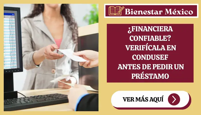 Persona verificando en el SIPRES de CONDUSEF si una financiera es confiable antes de pedir un préstamo