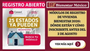 Módulos de registro de Vivienda para el Bienestar 2026 de CONAVI por estado