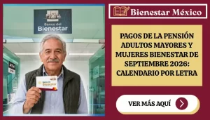 Calendario de pagos de la Pensión Adultos Mayores y Mujeres Bienestar de septiembre 2026 por letra