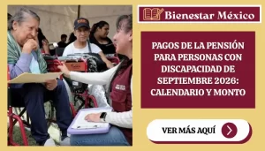 Calendario de pagos de la Pensión para Personas con Discapacidad de septiembre 2026 por letra