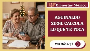 Trabajadora joven revisa en su celular el cálculo de su aguinaldo 2026 junto a un calendario de diciembre