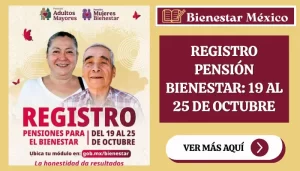 Mujer de 60 años y adulto mayor esperan su turno con sus documentos en un módulo de registro de las Pensiones del Bienestar