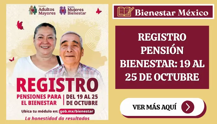 Mujer de 60 años y adulto mayor esperan su turno con sus documentos en un módulo de registro de las Pensiones del Bienestar